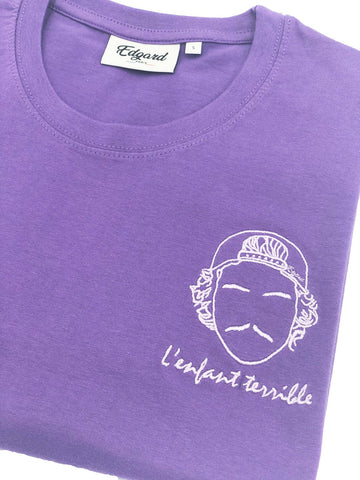 T-SHIRT BRODERIE L'ENFANT TERRIBLE VIOLET PASTEL made in France Edgard Paris